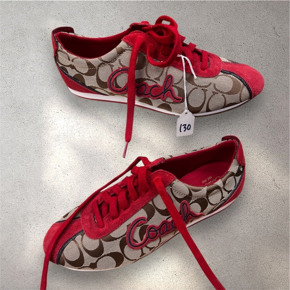 Coach Red and Brown Sneakers - Picture 1 of 10